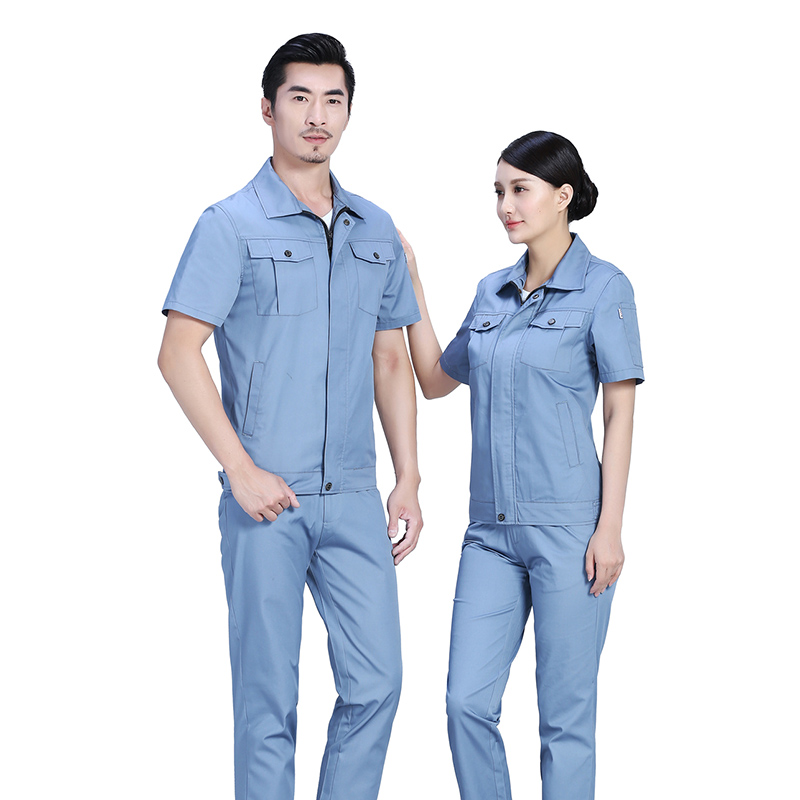 夏季時尚合體滌棉細斜短袖工作服FY27