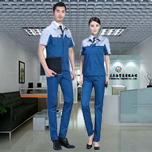 創(chuàng)意分割拼接夏季滌棉細斜短袖工作服FY619